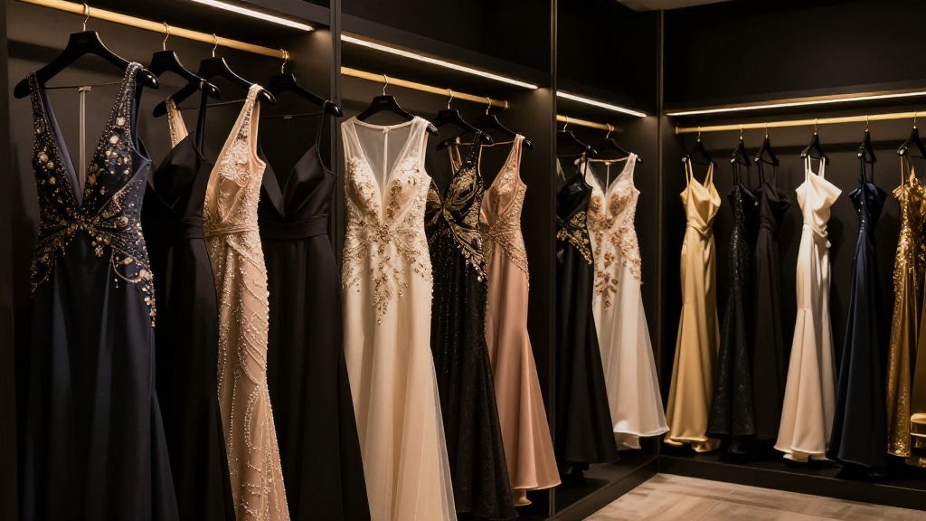 Evening gowns in the Vicky Mar boutique